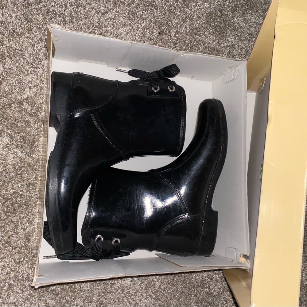 Michael Khors Black Rain Boot, Lace Back